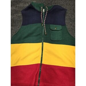 Vintage Izzi Hooded Vest Zip Up‎ Colorful Size Large Oversized
